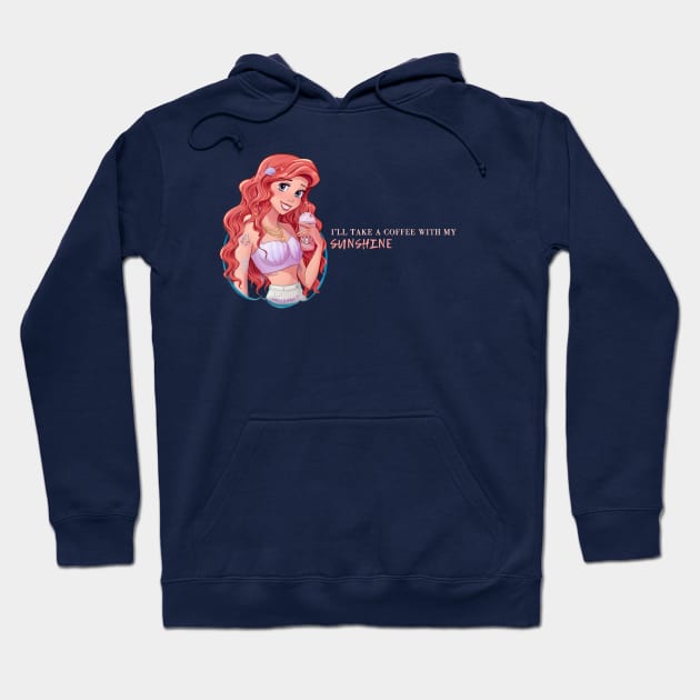 Mermaid Princess with Strawberry Frappuccino Hoodie by Amadeadraws